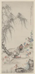 Zhong Kui und seine Assistenten unter Weiden